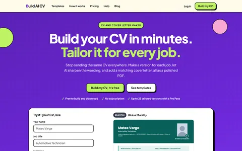 The Build AI CV home page