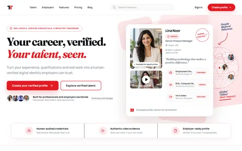 The Talent Tabloid home page